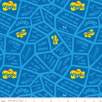 Wiggles song lyrics Fruit Salad Hot Potato Toot Toot Chugga Chugga tonal blue novelty kids quilting fabric children's quilts quilt backing patchwork projects