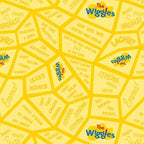 Wiggles song lyrics Fruit Salad Hot Potato Toot Toot Chugga Chugga tonal yellow novelty kids quilting fabric children's quilts quilt backing patchwork projects