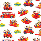 Wiggles Big Red Car Bus Boat Plane Submarine vehicles white novelty kids quilting fabric children's quilts Wiggles gifts patchwork projects