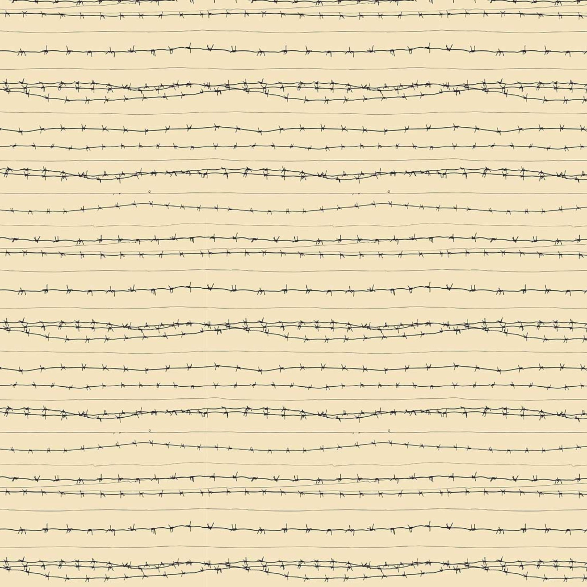 Barbed wire beige fabric for ANZAC military quilts farm-themed patchwork sewing projects