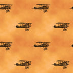 WWI biplane formation amber orange fabric for ANZAC military boys quilts aviation patchwork sewing projects
