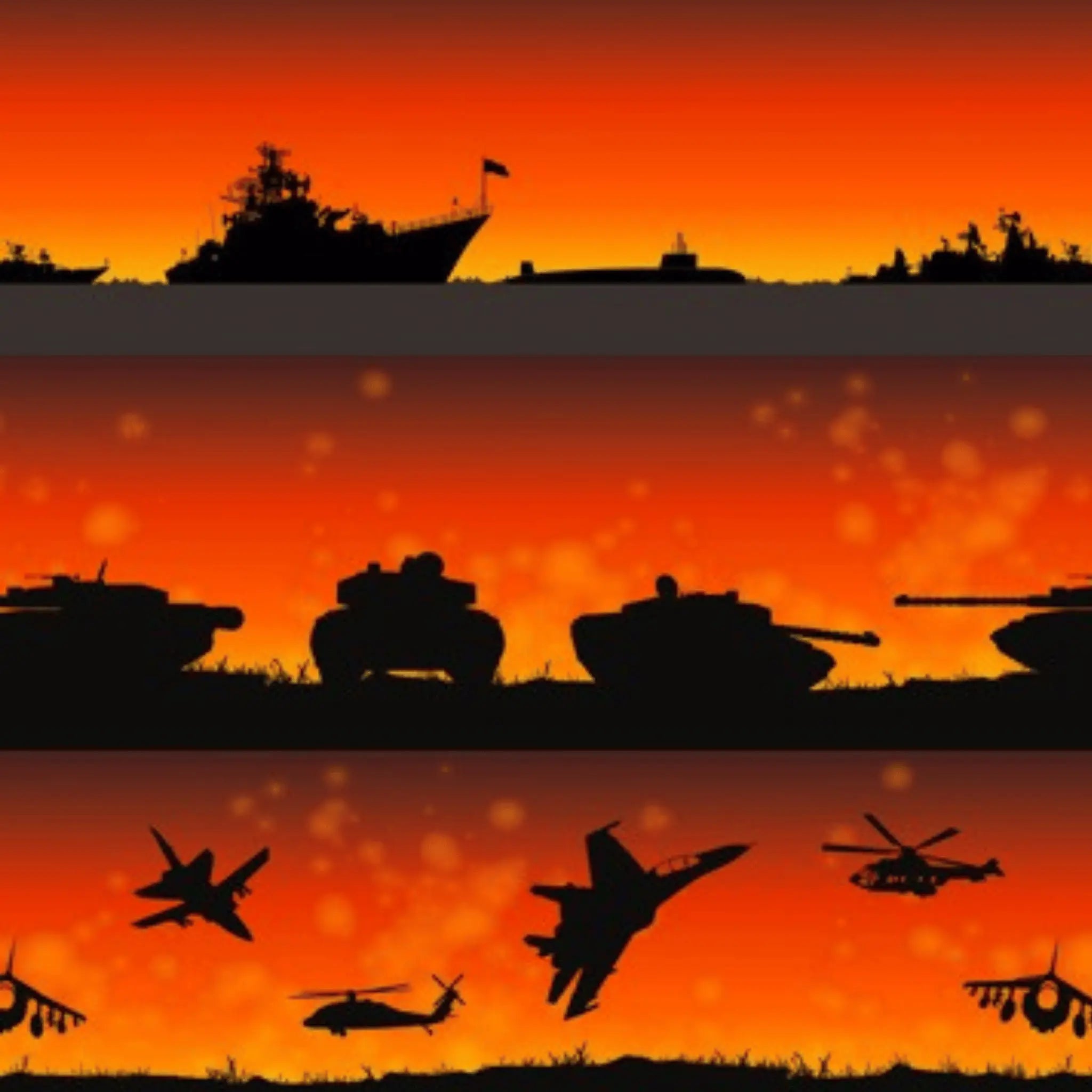 Remembering ANZAC Forces at War Stripe - KK Fabrics - Three Wishes Patchwork Fabric