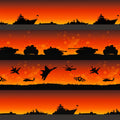 Military silhouette stripe warships tanks jets helicopters orange red fabric for ANZAC boys quilts patchwork sewing projects