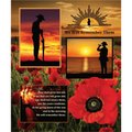 ANZAC commemorative panel soldiers silhouettes red poppies Rising Sun badge Ode of Remembrance fabric for memorial quilts and tribute projects
