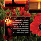 ANZAC panel soldiers poppies Rising Sun badge Ode of Remembrance red orange sunset fabric for memorial quilts wall hangings