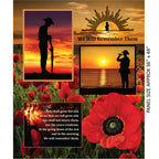 ANZAC panel soldiers poppies Rising Sun badge Ode of Remembrance red orange sunset fabric for memorial quilts wall hangings