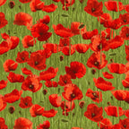 Remembering ANZAC Poppies on Green Allover - KK Fabrics - Three Wishes Patchwork Fabric