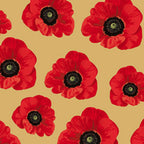 Remembering ANZAC Small Poppies on Beige - KK Fabrics - Three Wishes Patchwork Fabric - Closeup