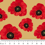 Remembering ANZAC Small Poppies on Beige - KK Fabrics - Three Wishes Patchwork Fabric - Size Closeup