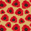 Remembering ANZAC Small Poppies on Beige - KK Fabrics - Three Wishes Patchwork Fabric