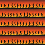 ANZAC soldier silhouette stripe marching orange red sunset fabric for military quilts remembrance banners boys patchwork sewing projects