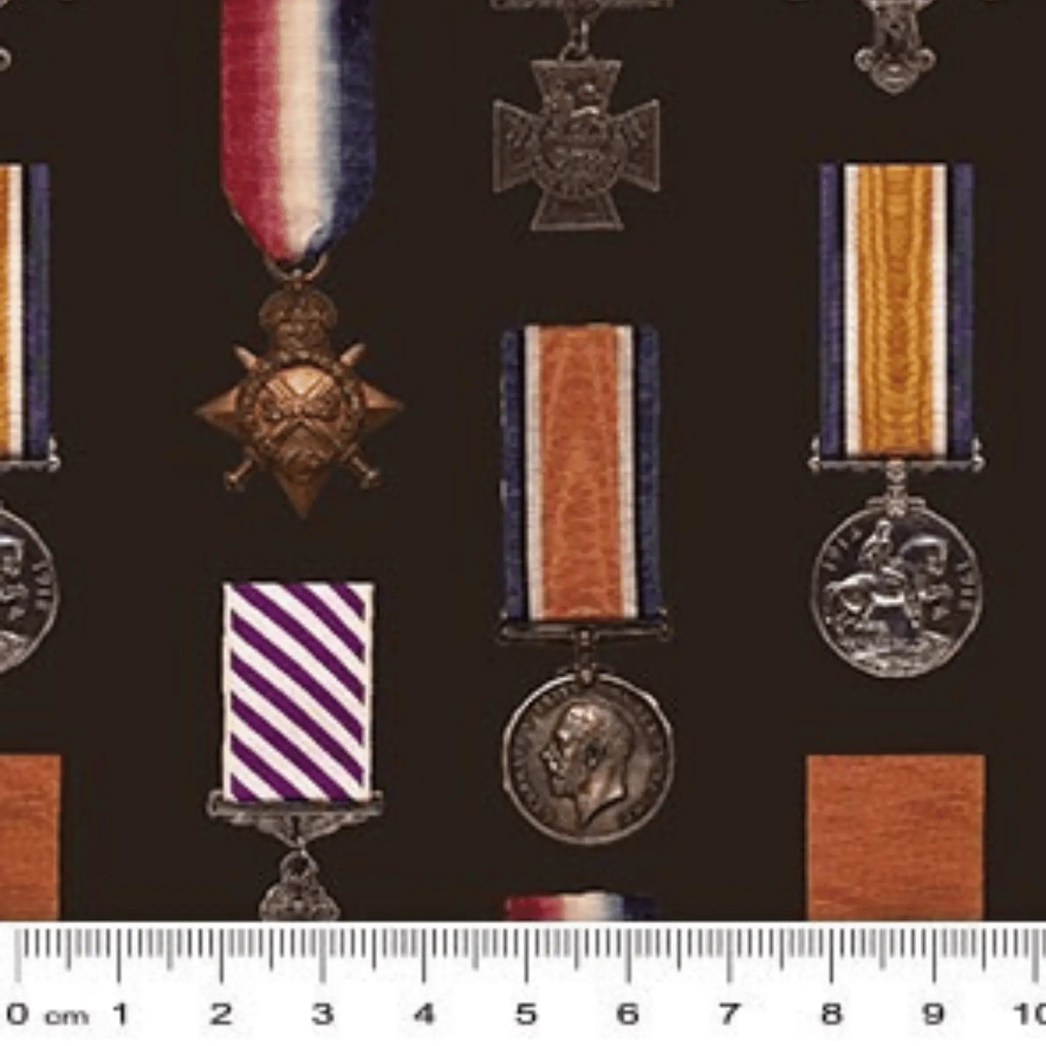ANZAC Wartime Medals - KK Fabrics - Three Wishes Patchwork Fabric - Quilting Cotton