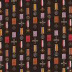 Wartime military medals crosses ribbons dark background fabric for ANZAC commemorative quilts wall hangings keepsakes patchwork projects