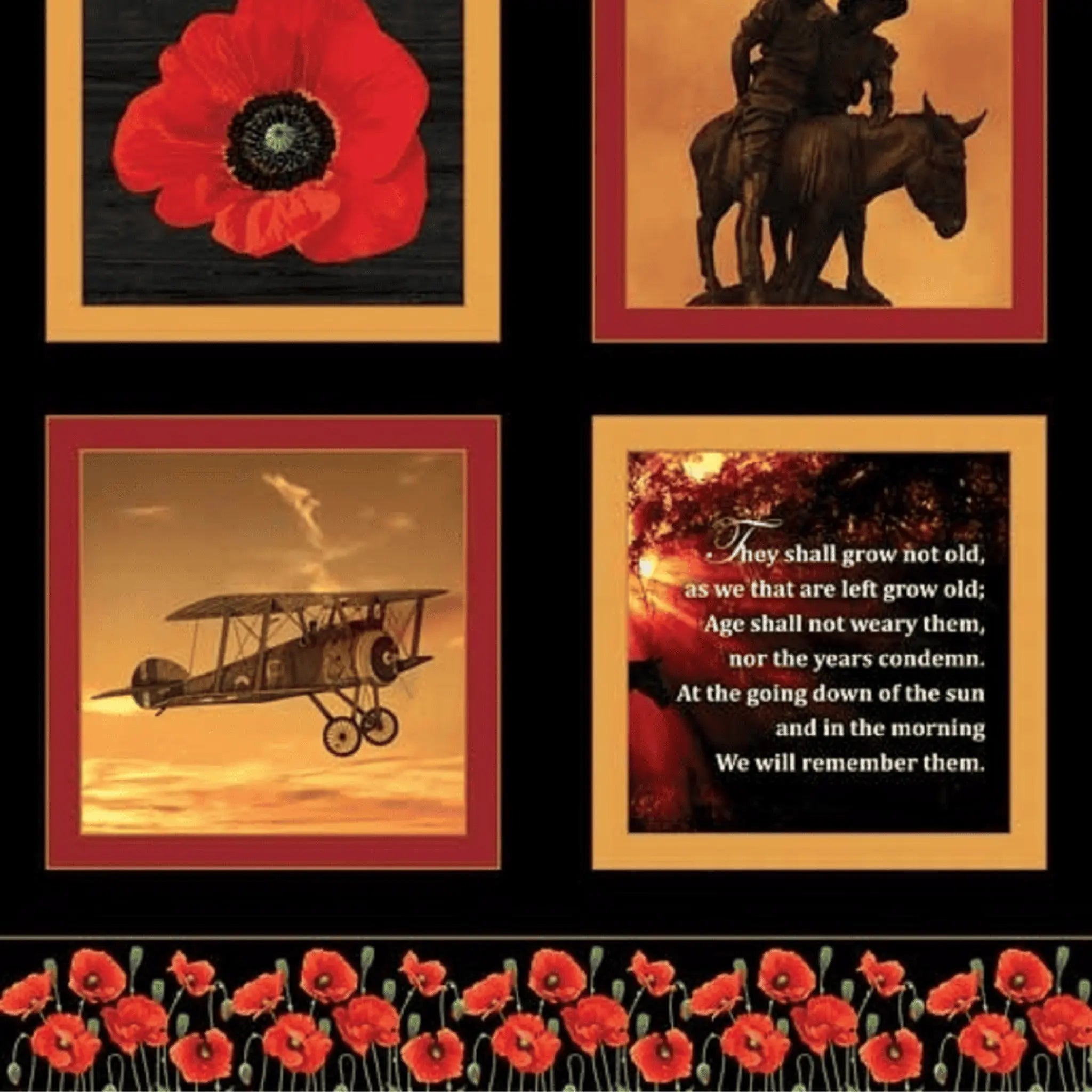 Remembering ANZAC WWI Block Panel - KK Fabrics - Three Wishes Patchwork Fabric