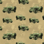 Remembering Vietnam Army Jeep Sand Beige - KK Fabrics - Three Wishes Patchwork Fabric