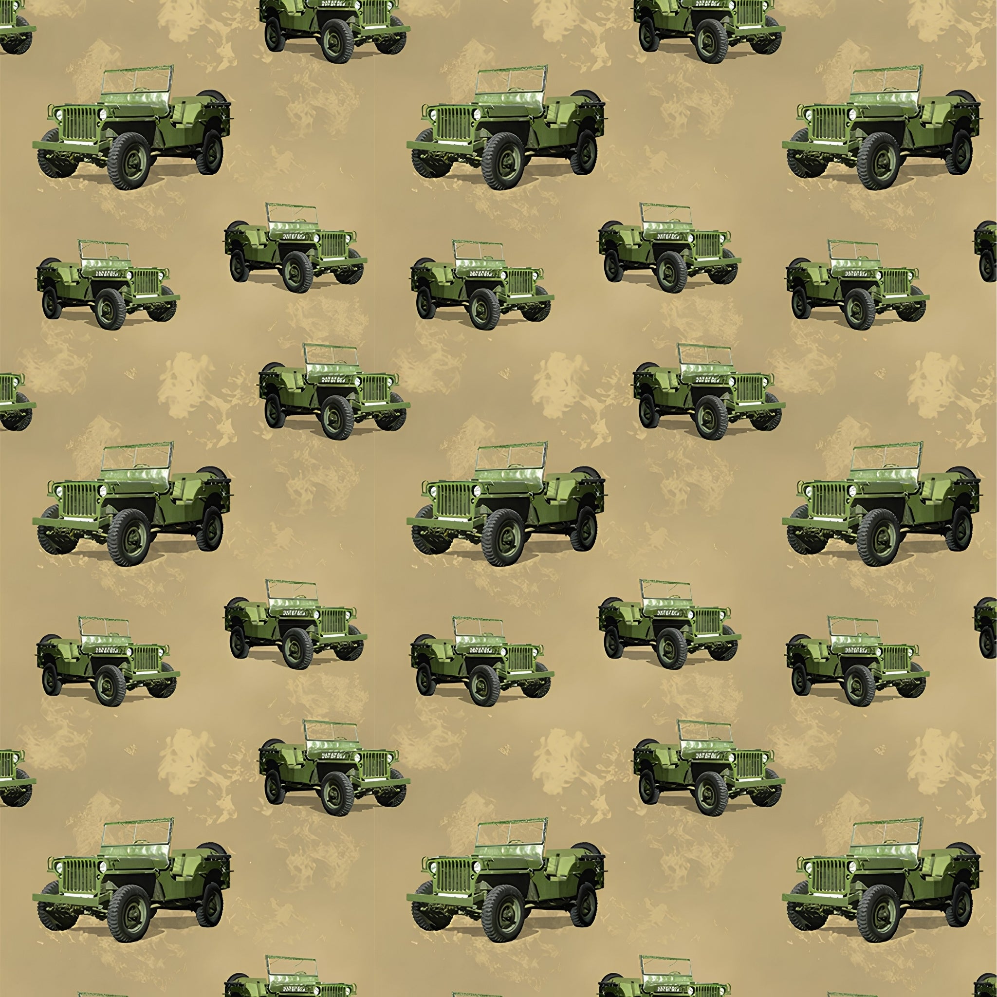 Green army jeeps sand beige fabric for Vietnam memorial boys quilts military patchwork sewing projects