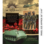 Vietnam War commemorative panel Rising Sun badge soldiers poppies helicopter armoured vehicle Ode of Remembrance fabric for memorial quilts wall hangings