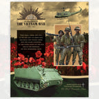 Vietnam War commemorative panel Rising Sun badge soldiers poppies helicopter armoured vehicle Ode of Remembrance fabric for memorial quilts wall hangings