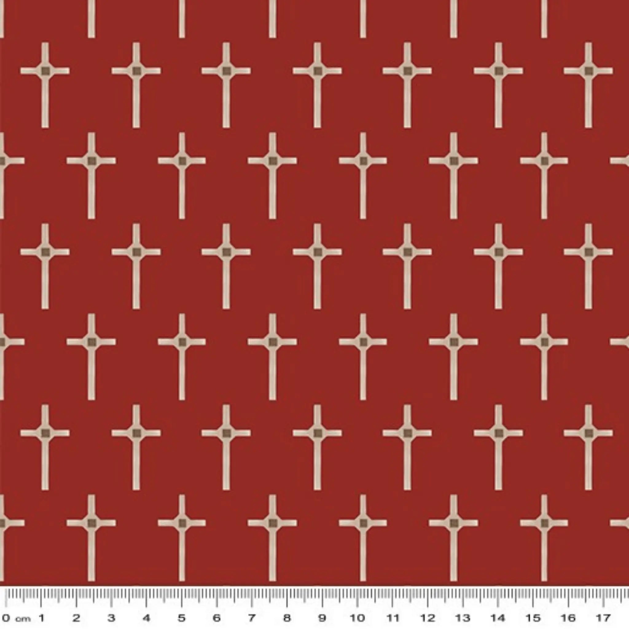 Remembering Vietnam Wartime Long Tan Cross Red - KK Fabrics - Three Wishes Patchwork Fabric