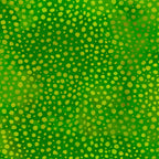 Lime green and golden yellow scattered dots on emerald green blender quilting fabric Jason Yenter In The Beginning Fabrics