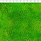 Digital print scattered dots lime green golden yellow emerald green blender fabric for jungle quilts and modern patchwork projects