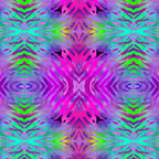 Fuchsia pink tie dye kaleidoscope mirrored pattern magenta purple lime green turquoise retro quilting fabric Jason Yenter In The Beginning Fabrics