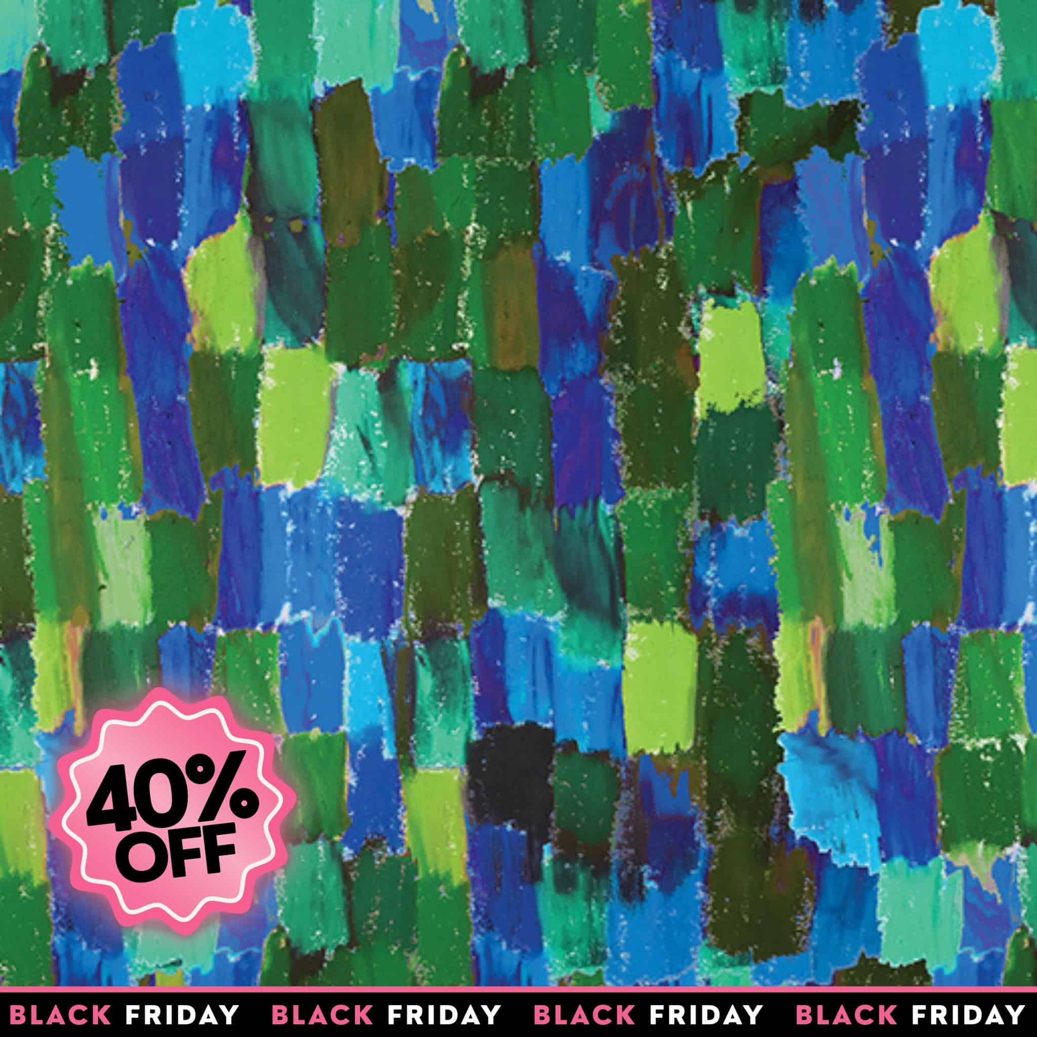 Sale Painterly brushstroke fabric in green, blue and aqua tones creating an artistic textured blender for quilting