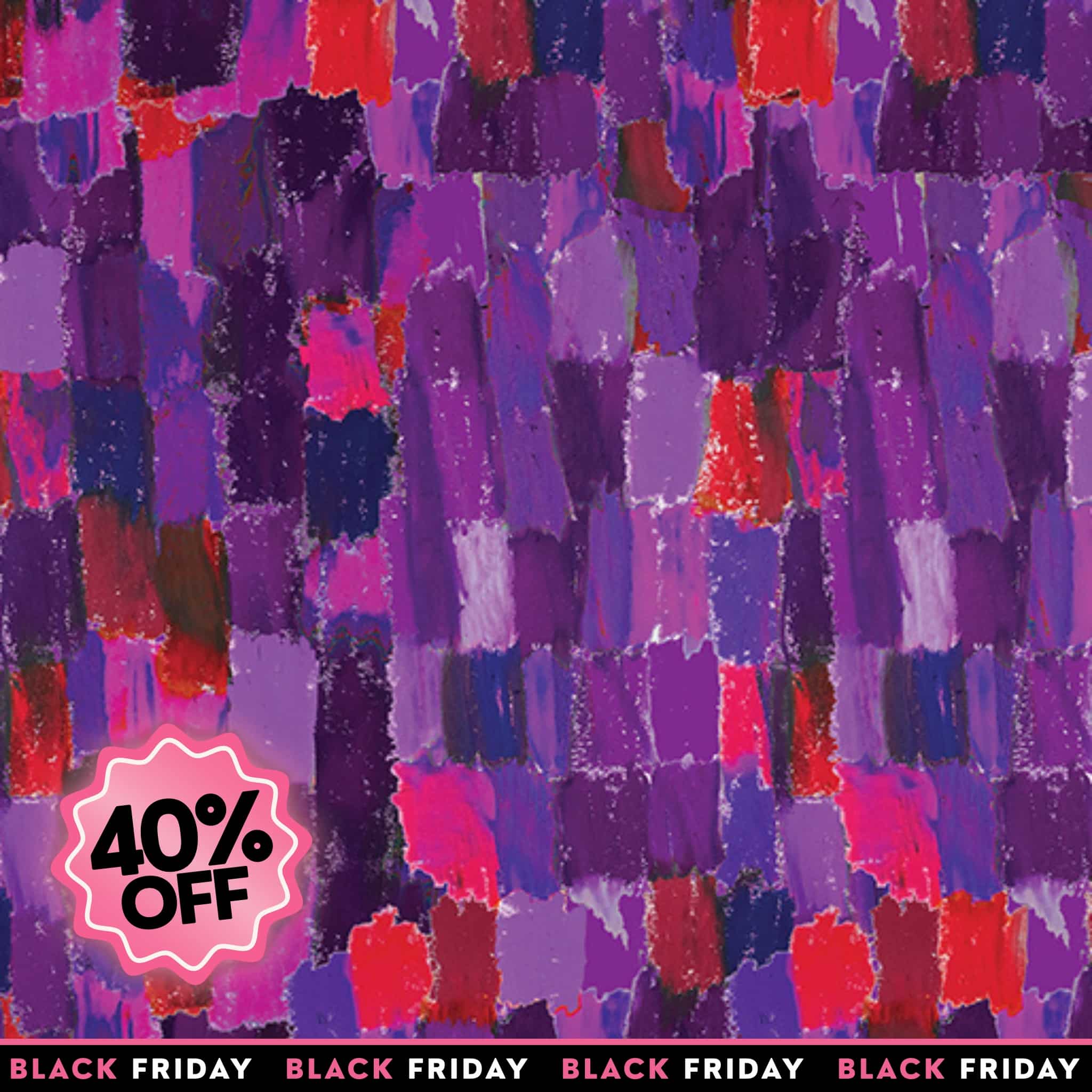 Sale painterly brushstroke fabric in purple, pink and red tones creating an artistic textured blender for quilting