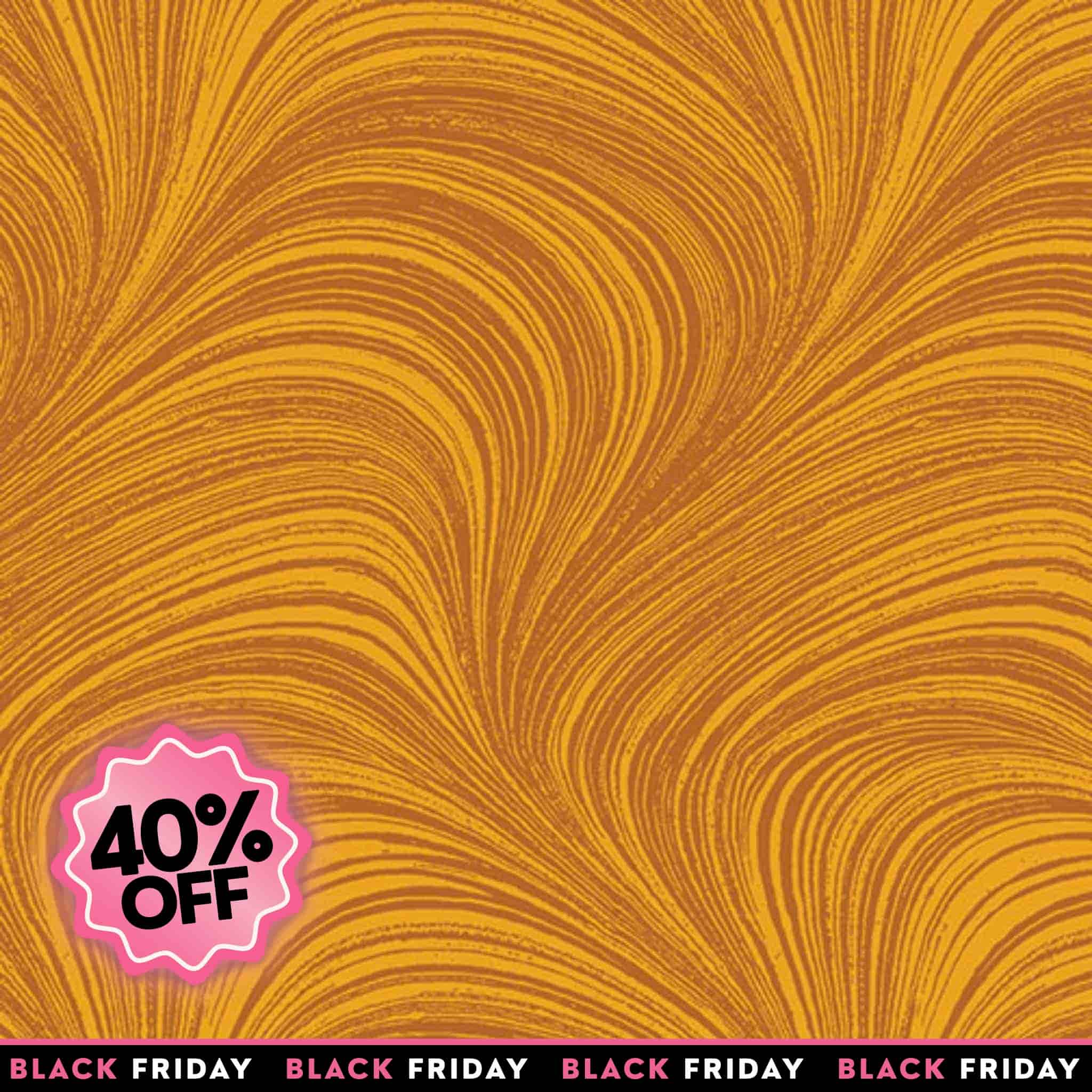 Discount sale tonal amber yellow fabric with an all-over wave and brushstroke pattern, perfect as a quilt blender
