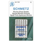 Schmetz Microtex Sharp sewing machine needles 80/12 five pack card 130/705 H-M for quilting piecing and topstitching