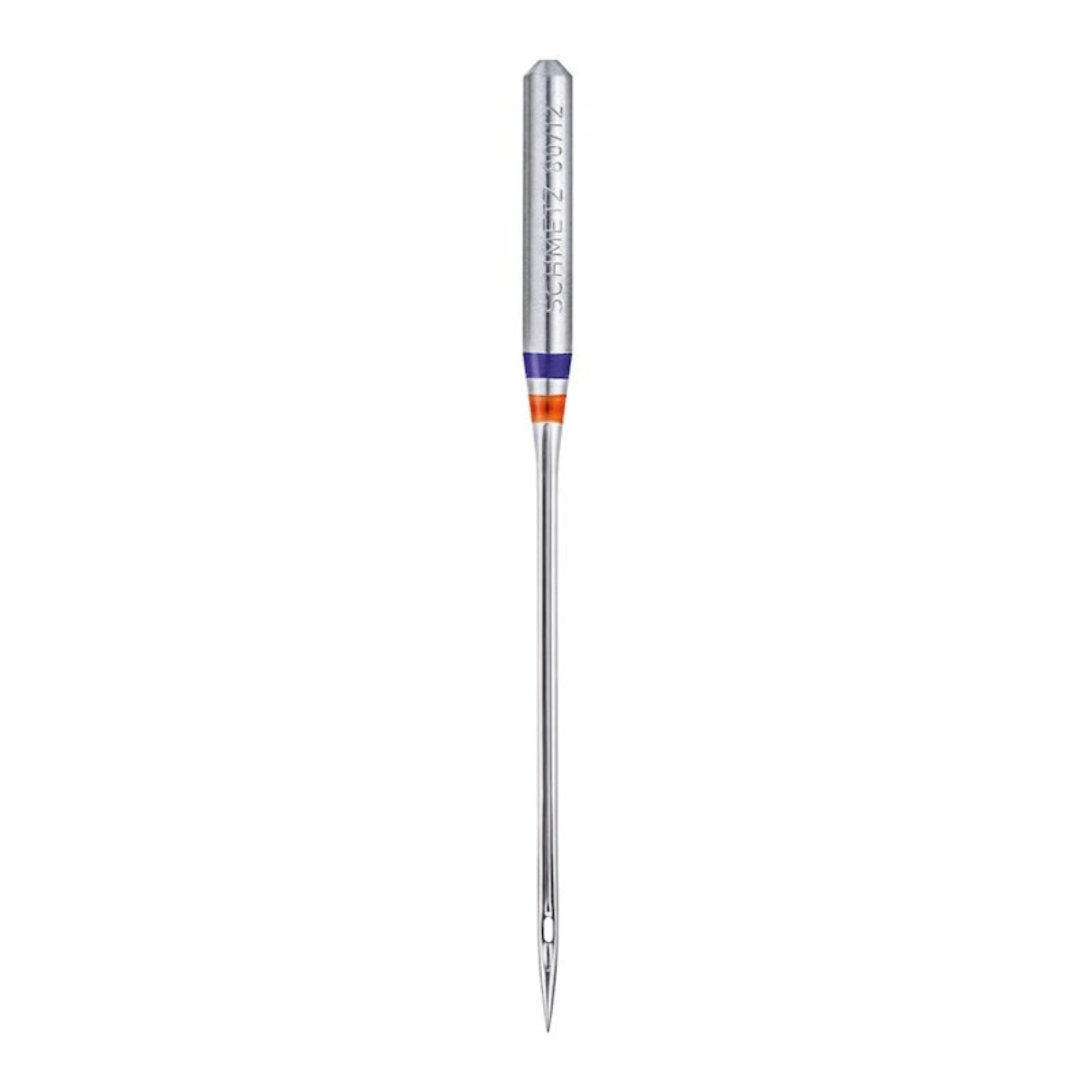 Schmetz Microtex Sharp sewing machine needle tip closeup acute point 80/12 for precise topstitching and quilting
