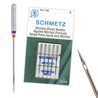 Schmetz Microtex Sharp sewing machine needles 80/12 pack and needle detail acute point for quilting piecing and topstitching