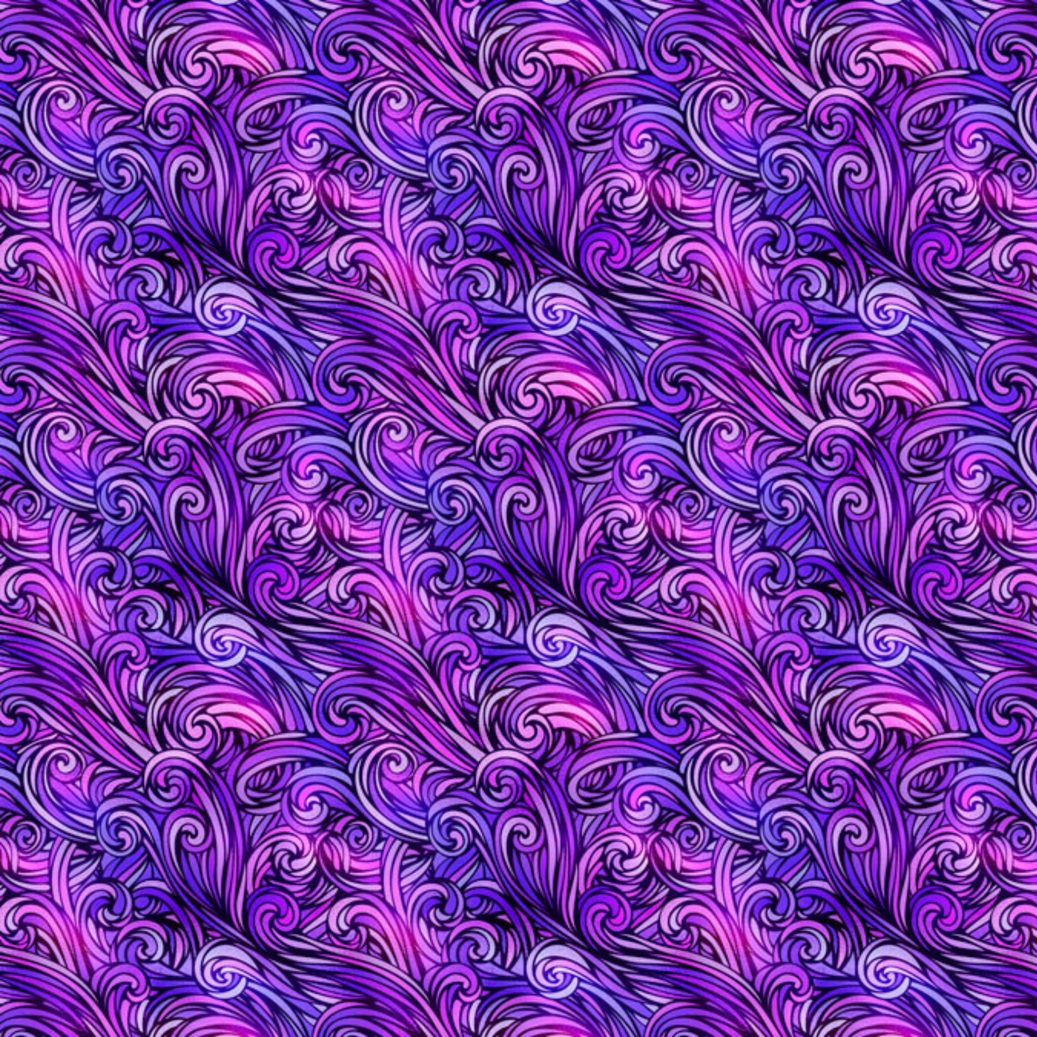 Flowing waves purple violet magenta blue fabric for ocean-themed quilts vibrant home décor and patchwork sewing projects
