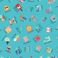 Sewing puns toss peacock turquoise teal novelty quilting cotton cute characters Cute as a Button Press On Stitch Happens fussy cut patchwork Riley Blake
