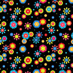 Button daisy flower toss black multicolour teal pink red blue lime green novelty quilting cotton sewing gifts patchwork projects