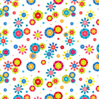 Button daisy flower toss white multicolour teal pink red blue lime green novelty quilting cotton sewing gifts patchwork projects