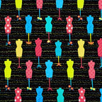 Colourful dress form mannequin toss black multicolour novelty quilting fabric sewing themed quilts fashion lover gifts patchwork projects