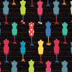 Colourful dress form mannequin toss black multicolour novelty quilting fabric sewing themed quilts fashion lover gifts patchwork projects