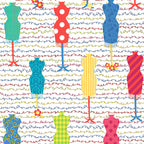 Colourful dress form mannequin toss white multicolour novelty quilting fabric sewing themed quilts fashion lover gifts patchwork projects