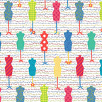 Colourful dress form mannequin toss white multicolour novelty quilting fabric sewing themed quilts fashion lover gifts patchwork projects
