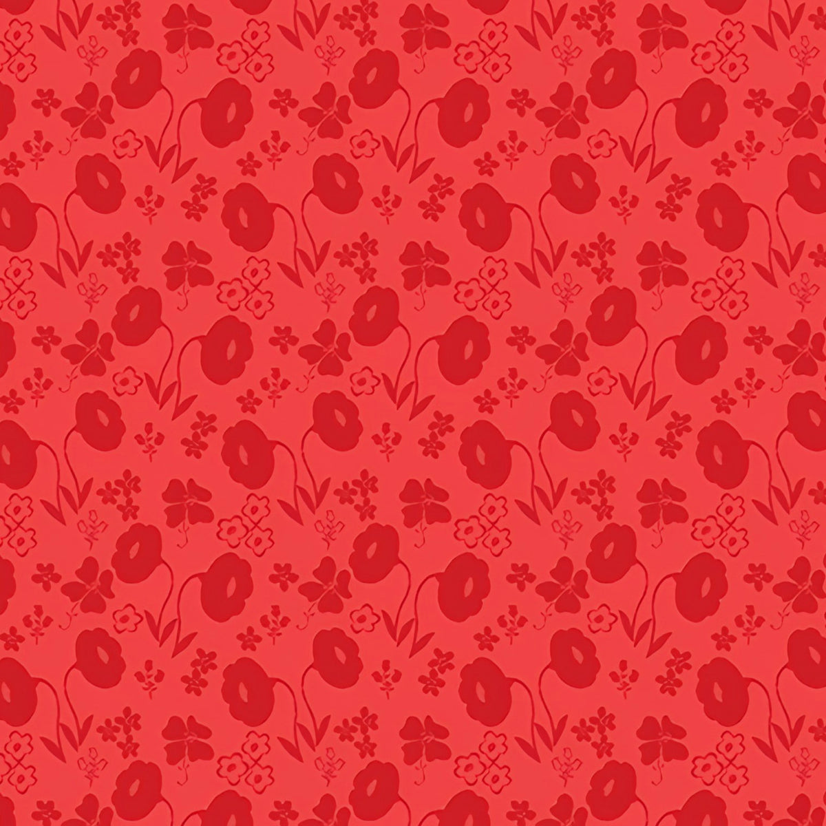 Tone-on-tone red tonal floral blender poppies clover scattered flowers quilting cotton backgrounds sashing borders patchwork projects