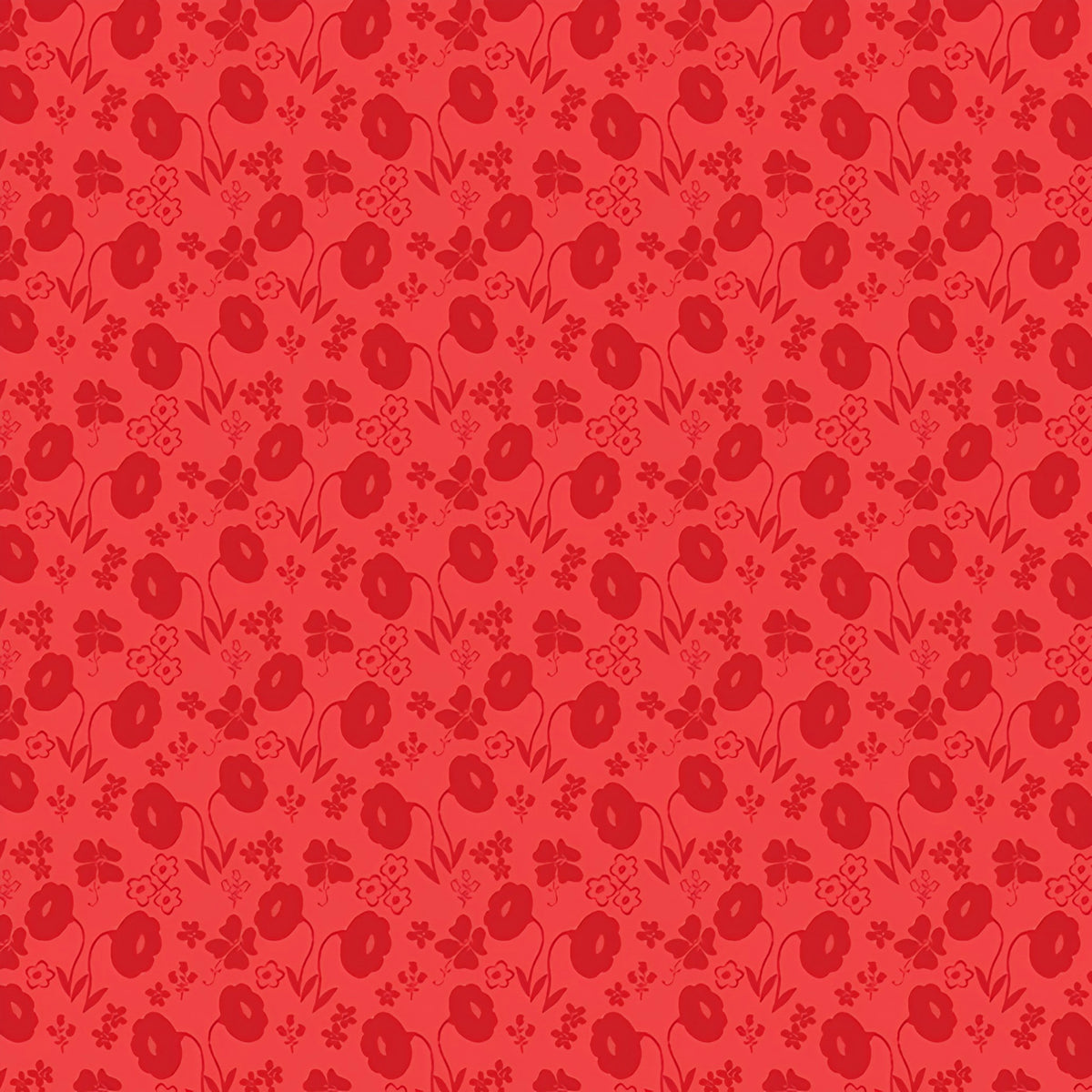 Tone-on-tone red tonal floral blender poppies clover scattered flowers quilting cotton backgrounds sashing borders patchwork projects
