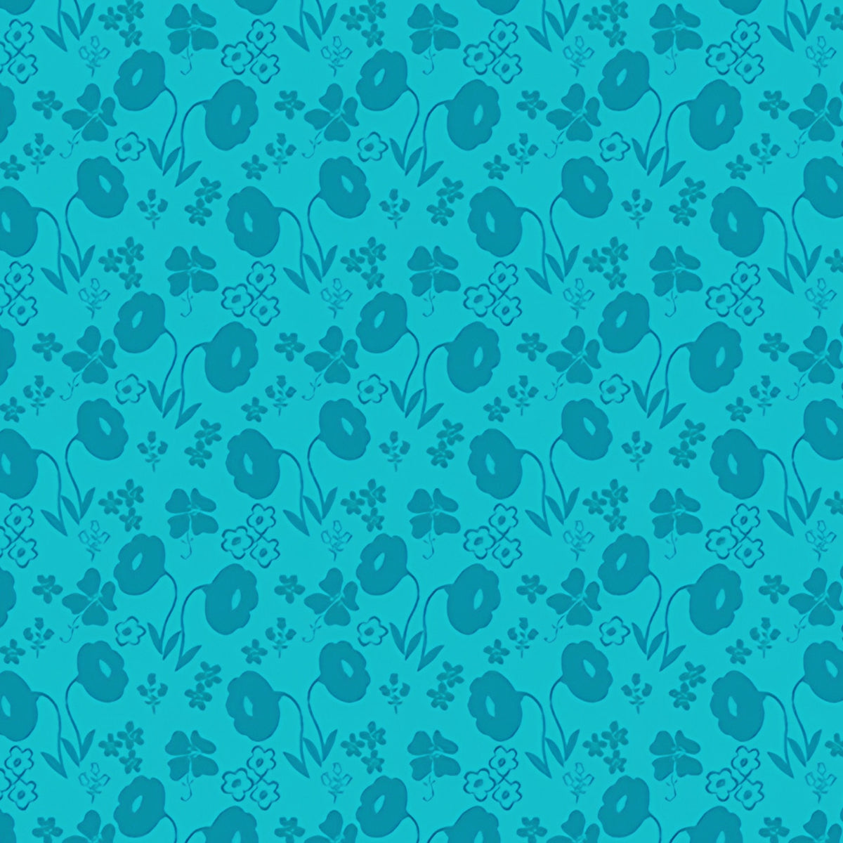Tone-on-tone turquoise tonal floral blender poppies clover scattered flowers quilting cotton backgrounds sashing borders patchwork projects