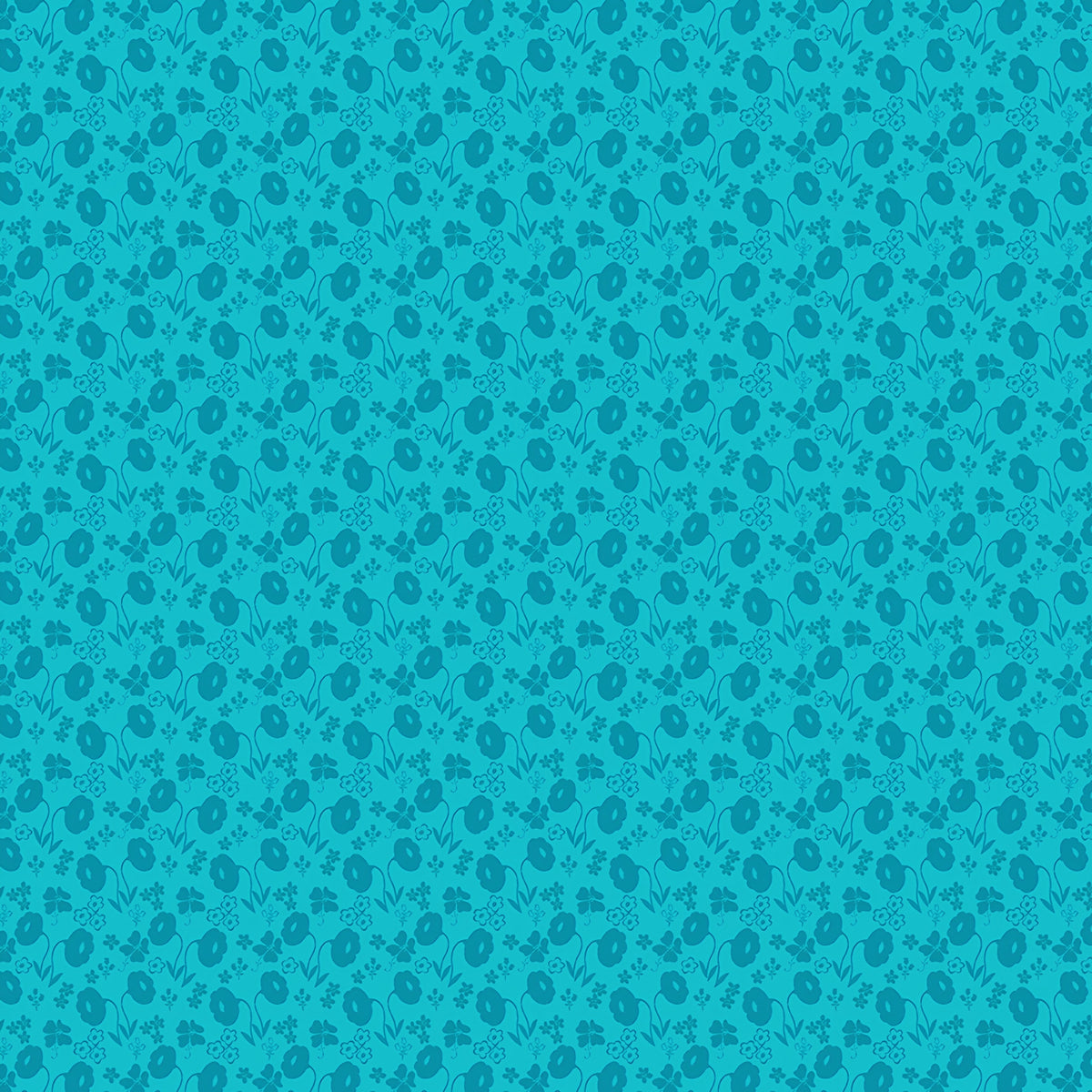Tone-on-tone turquoise tonal floral blender poppies clover scattered flowers quilting cotton backgrounds sashing borders patchwork projects
