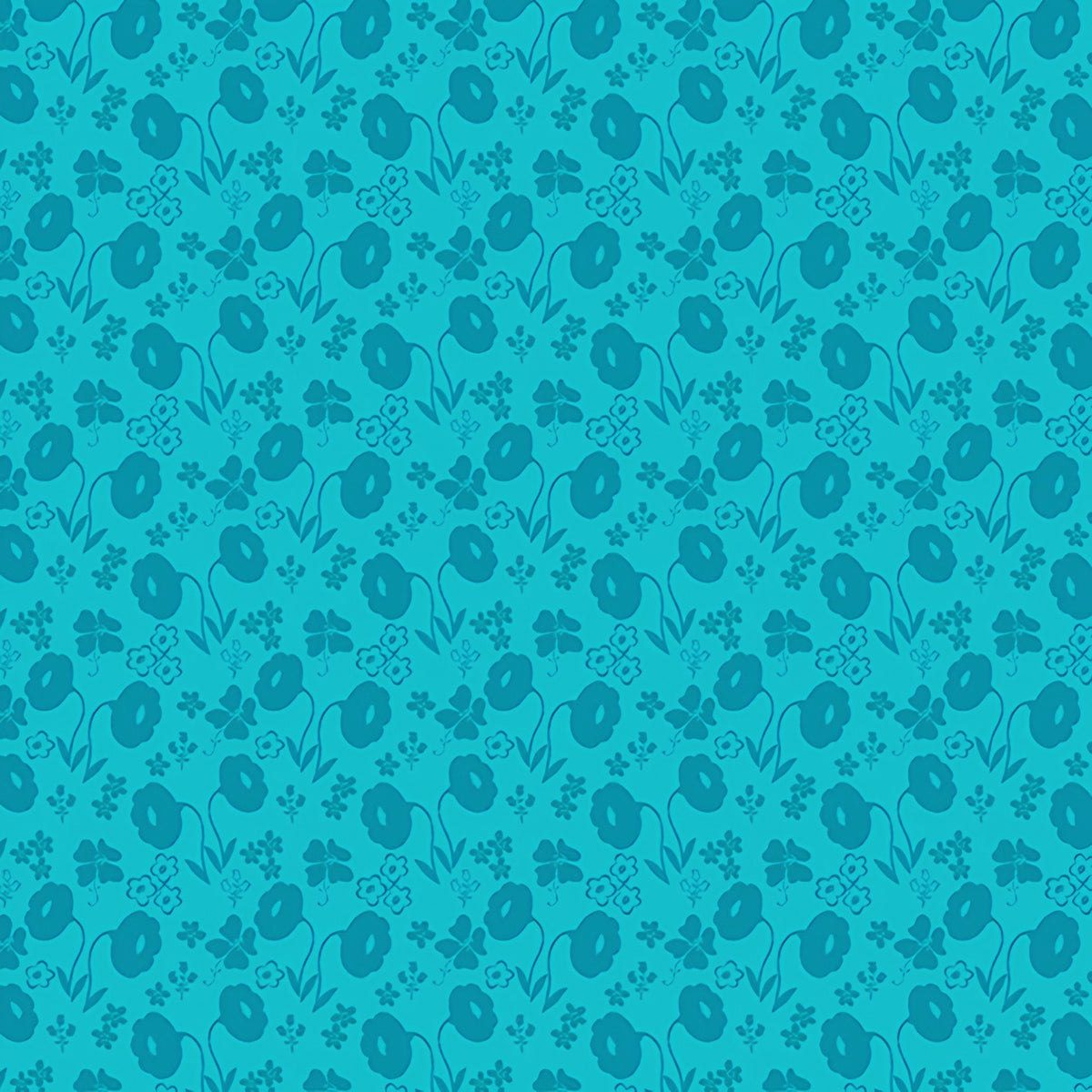 Tone-on-tone turquoise tonal floral blender poppies clover scattered flowers quilting cotton backgrounds sashing borders patchwork projects