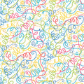 Multicolour looping thread swirl white novelty quilting fabric yellow lime teal pink red sewing themed quilts sewist gifts patchwork projects