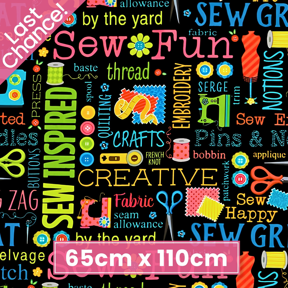 Sewing machines scissors dress forms thread spools buttons fabric swatches black novelty sewing words quilting cotton tote bags wall hangings sewist gifts