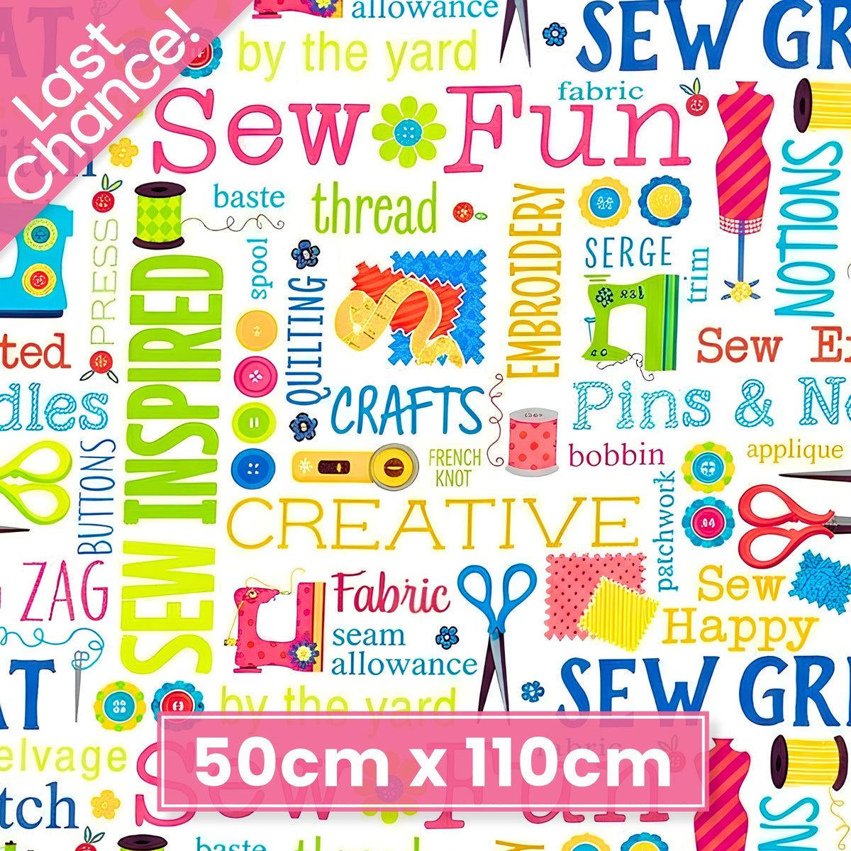 Sewing machines scissors dress forms thread spools buttons fabric swatches white novelty sewing words quilting cotton tote bags wall hangings sewist gifts