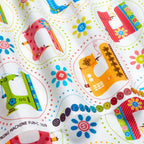 Retro sewing machines bright colours dotted circles white novelty quilting cotton daisy button flowers sewist gifts quilt blocks tote bags