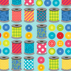 Colourful patterned thread spools bright buttons rows turquoise novelty sewing quilting cotton sewist gifts tote bags pouches